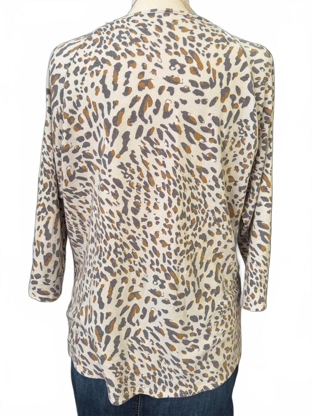 Now N Forever Leopard Print Three-Quarter Sleeve Top Medium